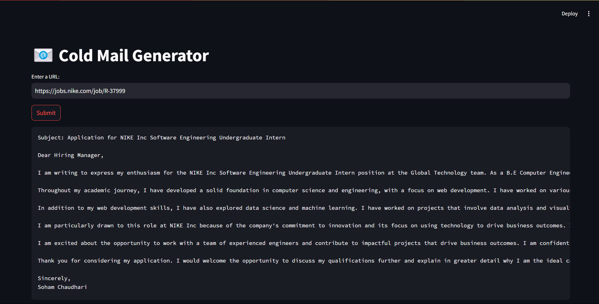 Cold email generator